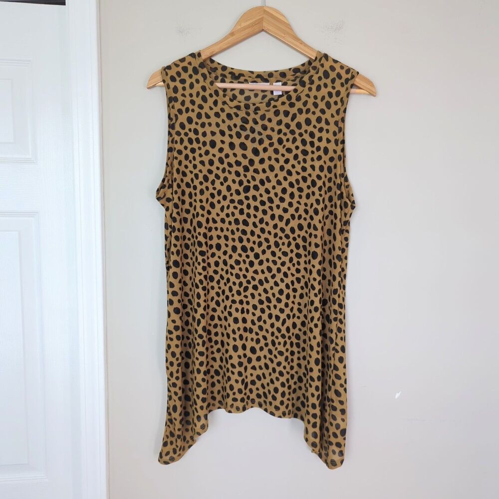 LOGO Layers Lori Goldstein Mesh Sleeveless Sharkbite Hem Tank Top Large